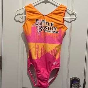 Pink and orange gymnastics leotard